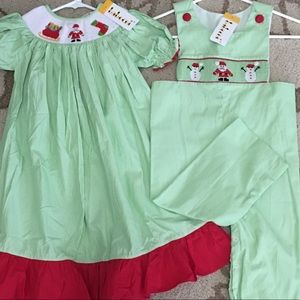 NWT BOUTIQUE babeeni smocked longall Christmas